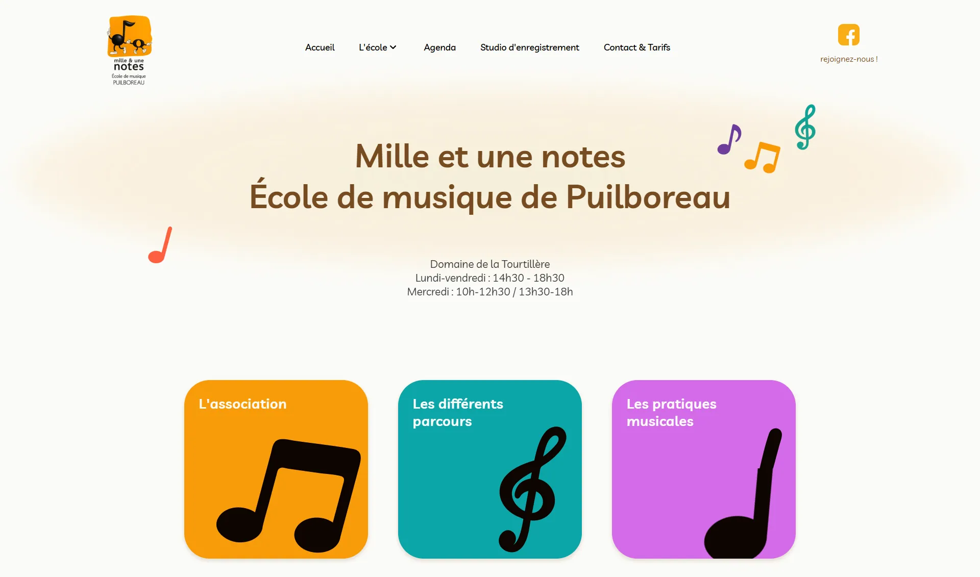 Aperçu du site Mille et une Notes - École de musique